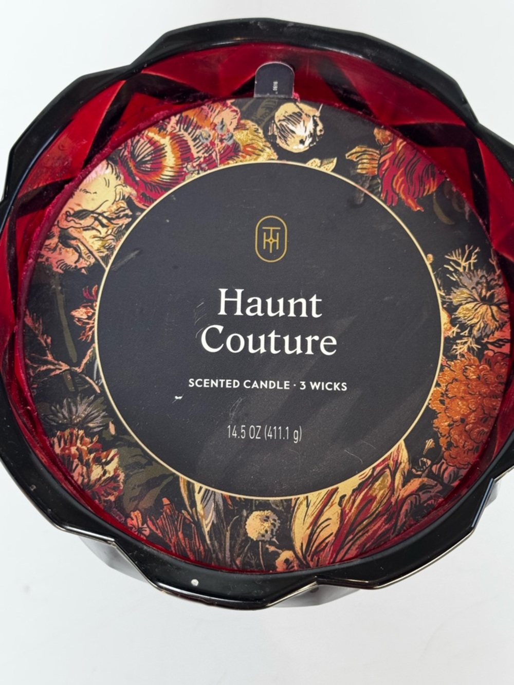Threshold Faceted Coup Haunt Couture Large Glass Filled Red Wax 14.5oz Candle - Picture 7 of 9